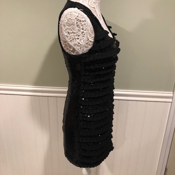 Ark & Co Black Zip Up Sequin Ruffle Mini Dress - Picture 4 of 7